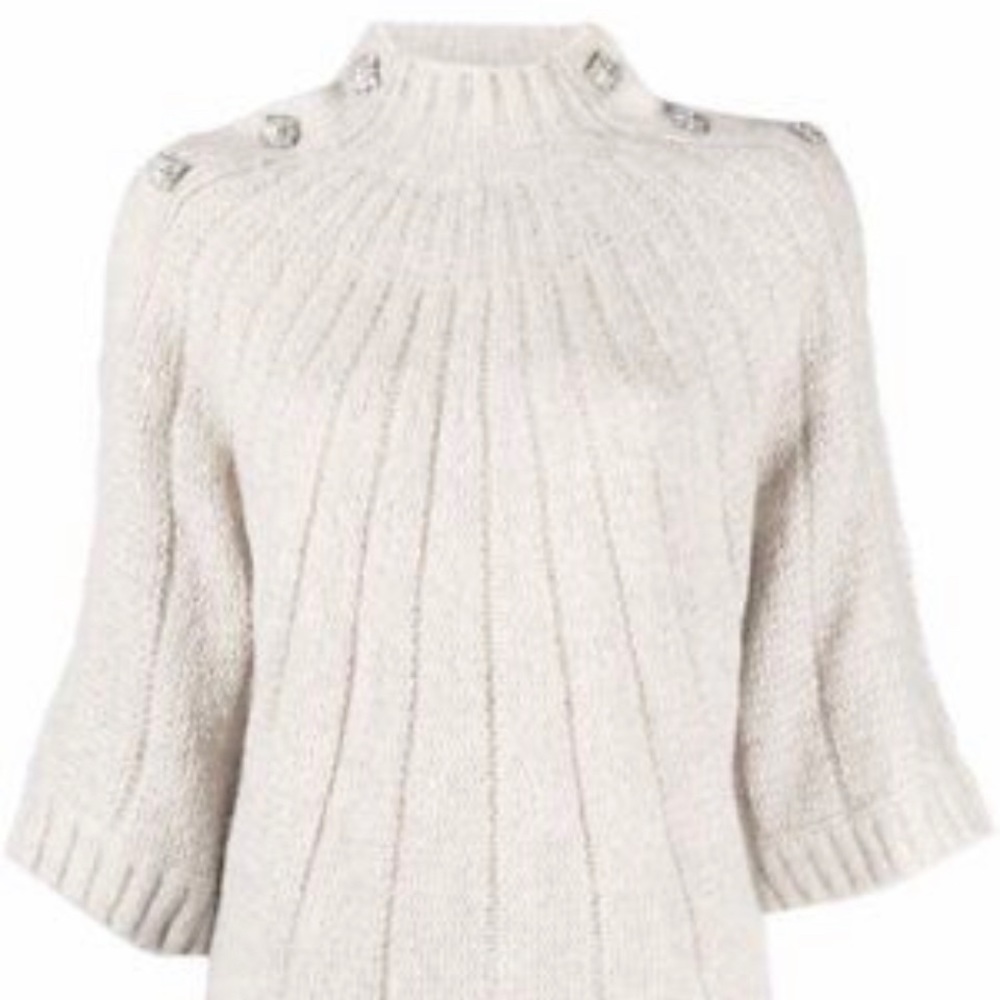 ba&sh Rhinestone Embellished Button Shoulder Sweater - Picture 4 of 8